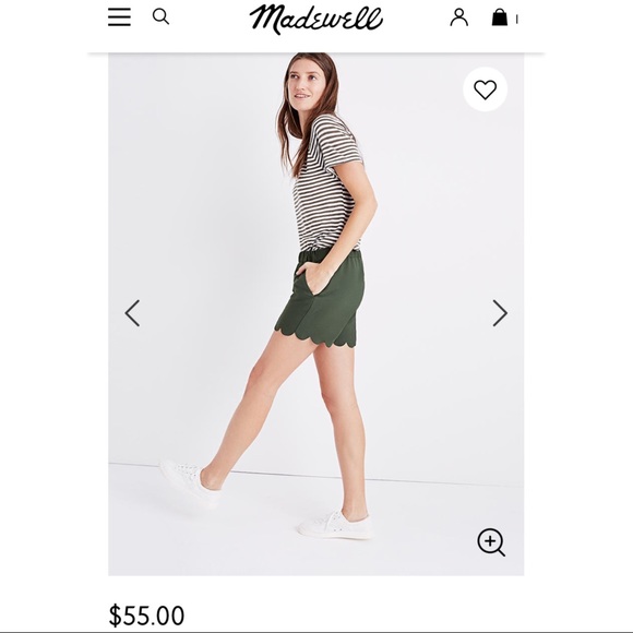 Madewell Scallop-Hem Pull-On Shorts in Army Green - Picture 4 of 10